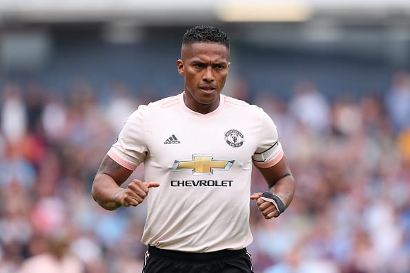 Antonio Valencia of Manchester United during the Premier League match between Burnley FC and Manchester United at Turf Moor on September 2, 2018 in...