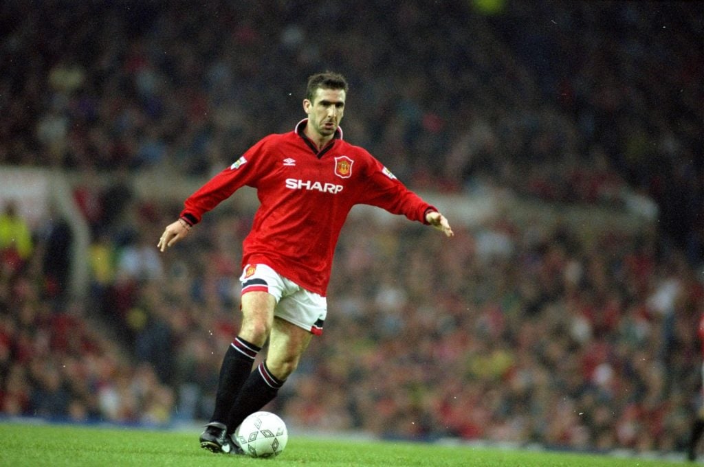 Eric Cantona of Manchester United in action during an FA Carling Premiership match against Newcastle United at St James'' Park in Newcastle, Englan...