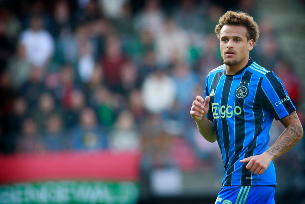 Liam Van Gelderen of Ajax Amsterdam looks on during the Dutch Eredivisie match between NEC Nijmegen and Ajax at McDOS Goffertstadion on April 23, 2...