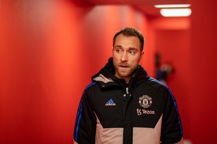 Christian Eriksen of Manchester United arrives prior to the Carabao Cup Semi Final 1st Leg match between Nottingham Forest and Manchester United at...