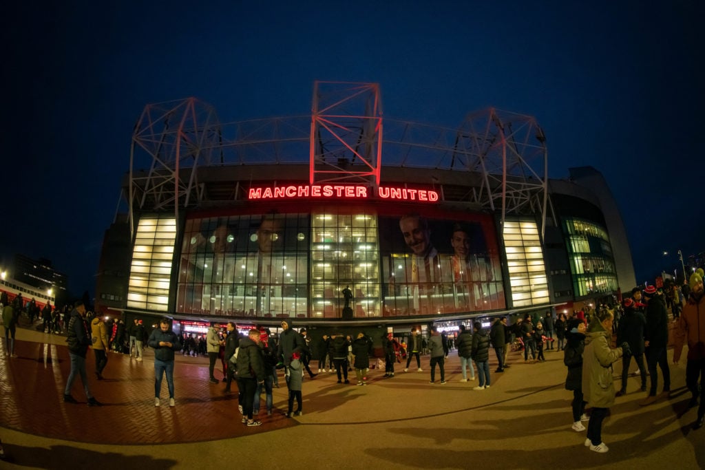 General View of Manchester United fans prior to the UEFA Europa League round of 16 leg one match between Manchester United and Real Betis at Old Tr...