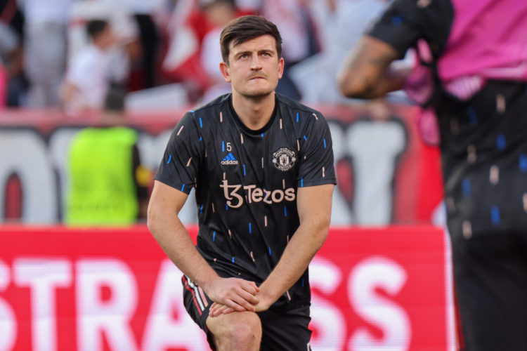 Harry Maguire of Manchester United FC during the UEFA Europa League quarterfinal second leg match between Sevilla FC and Manchester United at Estad...