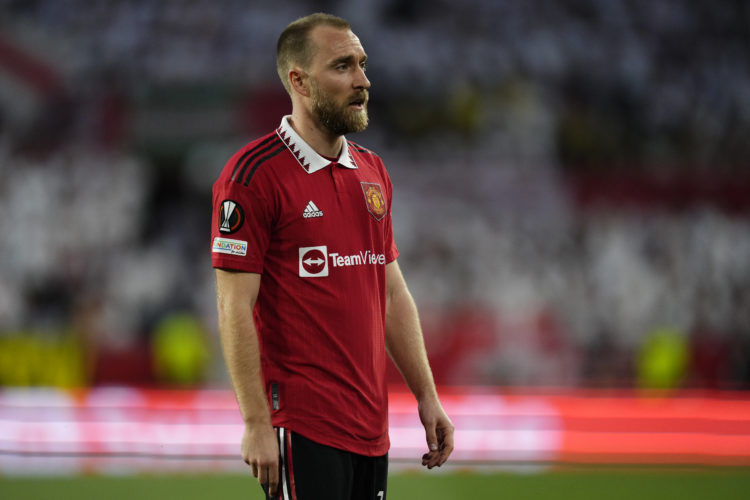 Christian Eriksen central midfield of Manchester United and Denmark during the UEFA Europa League quarterfinal second leg match between Sevilla FC ...