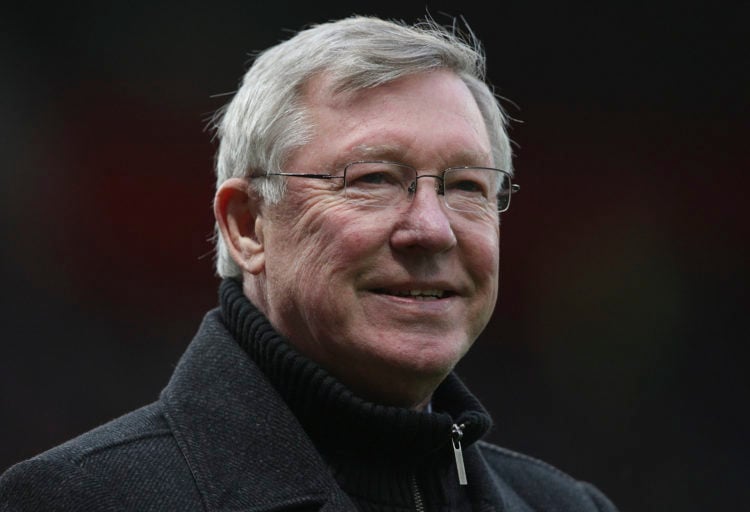 Sir Alex Ferguson of Manchester United watches from the dugout during the Barclays Premier League match between Manchester United and Blackburn Rov...