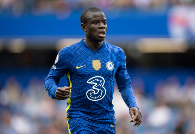 N'Golo Kante of Chelsea  during the Premier League match between Chelsea and West Ham United at Stamford Bridge on April 24, 2022 in London, England.