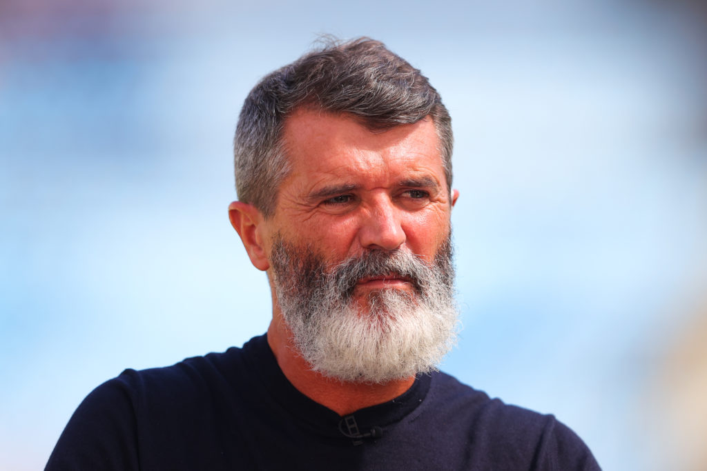 Sky Sports pundit and former Manchester United and Republic of Ireland player Roy Keane looks on prior to the Premier League match between West Ham...