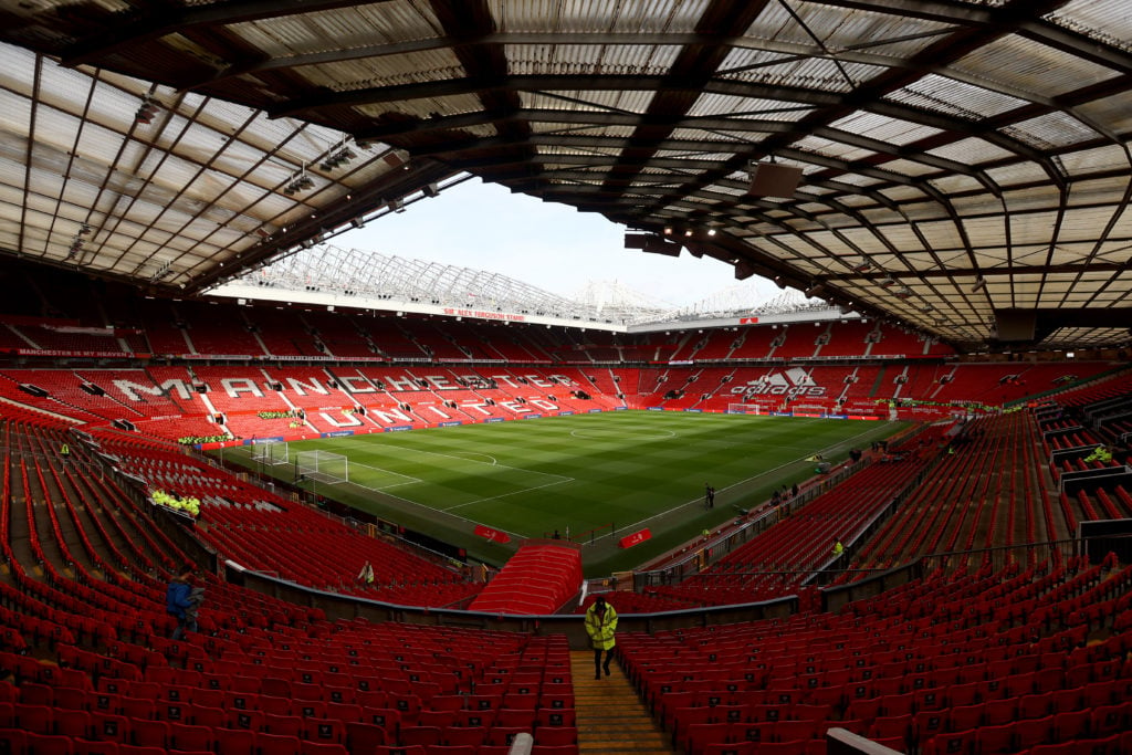 A general view ahead of the Premier League match between Manchester United and Southampton FC at Old Trafford on March 12, 2023 in Manchester, Engl...