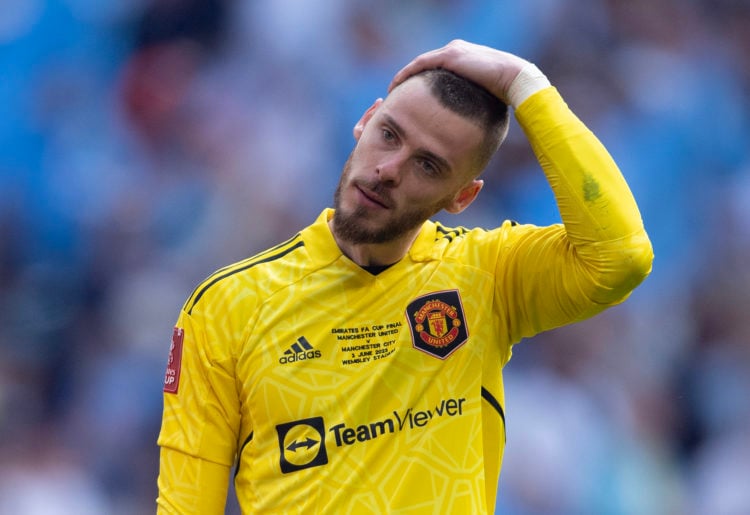 David de Gea of Manchester United reacts after losing the Emirates FA Cup Final between Manchester City and Manchester United at Wembley Stadium on...