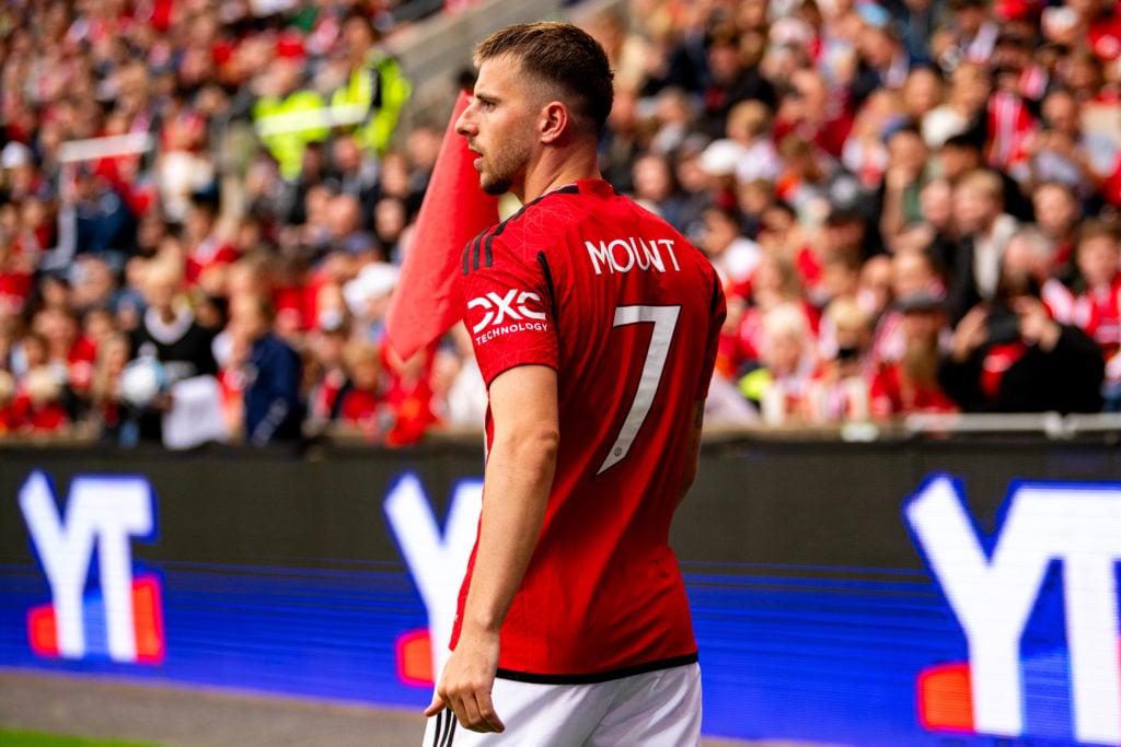 Mason Mount of Manchester United looks on during the Pre-Season Friendly match between Manchester United and Leeds United at Ullevaal Stadium on Ju...