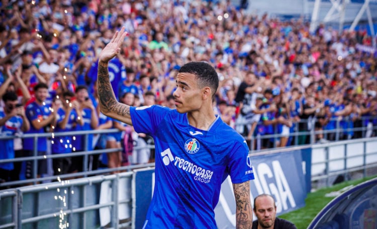 New signings Mason Greenwood, Diego Rico and Oscar Rodriguez during their unveiling as Getafe CF new player at Coliseum Alfonso Perez in Madrid, Sp...