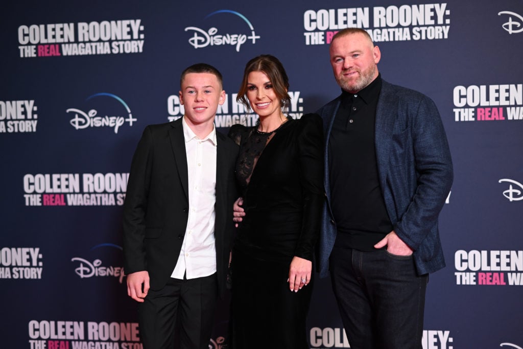 Kai Rooney, Coleen Rooney and Wayne Rooney attend the Liverpool screening of "Coleen Rooney: The Real Wagatha Story" at Everyman Cinema Liverpool o...