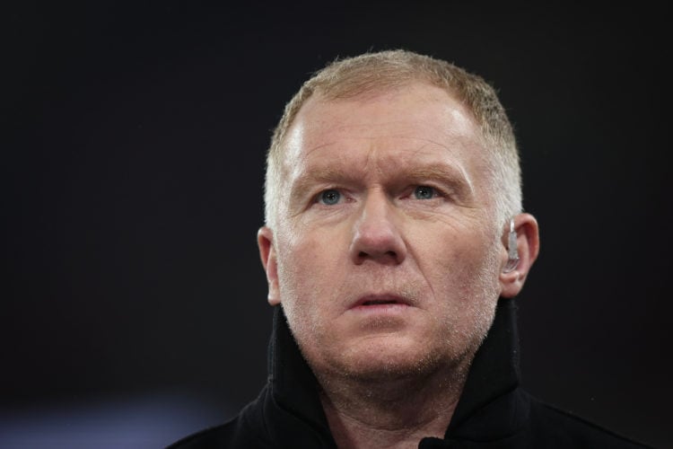 Former Manchester United player Paul Scholes working as a TV pundit during the UEFA Champions League match between Manchester United and FC Bayern ...