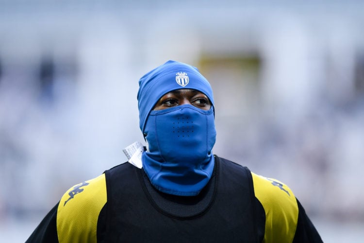 Youssouf Fofana of Monaco warms up prior to the French Cup match between RC Lens and AS Monaco at Stade Bollaert-Delelis on January 07, 2024 in Len...