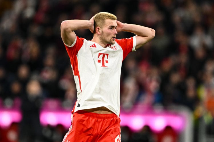 Matthijs de Ligt of Bayern Muenchen reacts during the Bundesliga match between FC Bayern München and 1. FC Union Berlin at Allianz Arena on January...