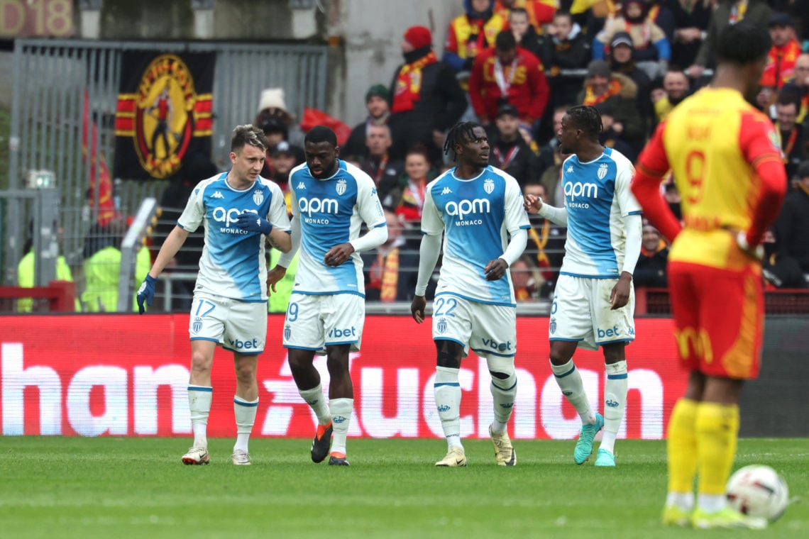 (From L to R) Monaco's Russian midfielder #17 Aleksandr Golovin, Monaco's French midfielder #19 Youssouf Fofana, Monaco's Ghanaian defender #22 Moh...