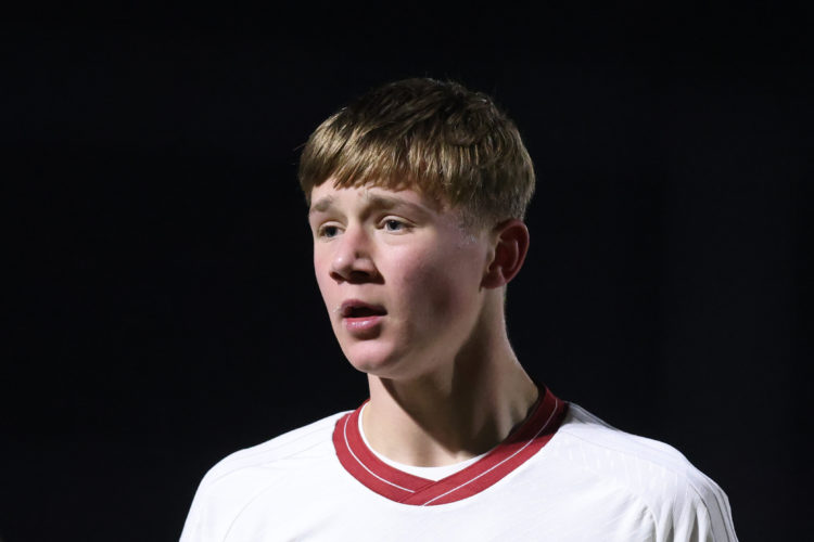 Jim Thwaites of Manchester United U21 looks on during the Premier League 2 match between Middlesbrough U21 and Manchester United U21 at Heritage Pa...