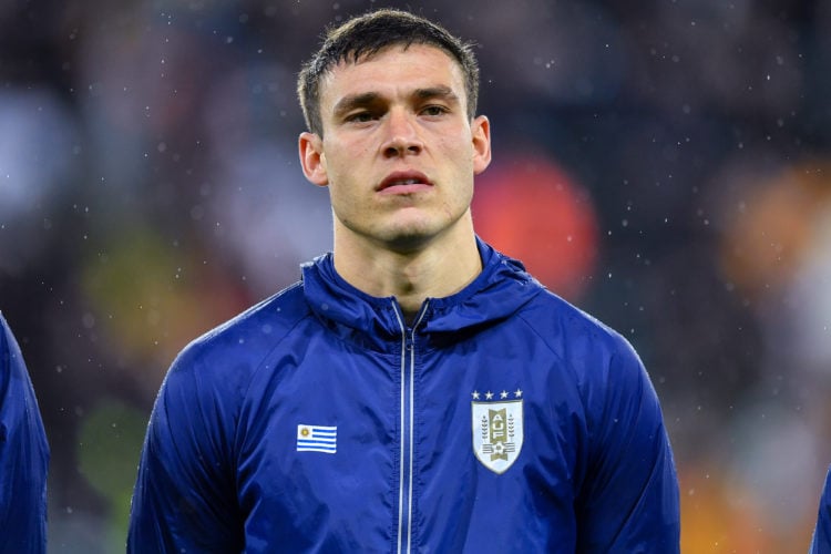 Manuel Ugarte of Uruguay looks on prior to the international friendly match between Uruguay and Ivory Coast at Stade Bollaert-Delelis on March 26, ...