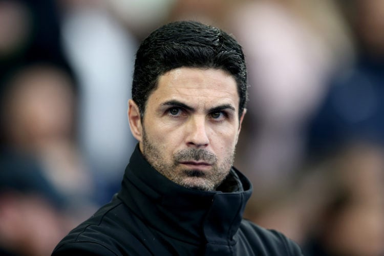 Mikel Arteta, Manager of Arsenal, looks on prior to the Premier League match between Brighton & Hove Albion and Arsenal FC at American Express ...