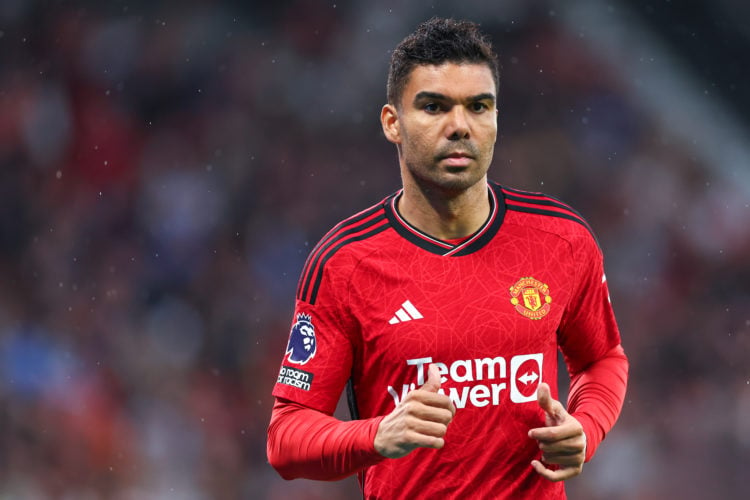 Casemiro of Manchester United during the Premier League match between Manchester United and Newcastle United at Old Trafford on May 15, 2024 in Man...