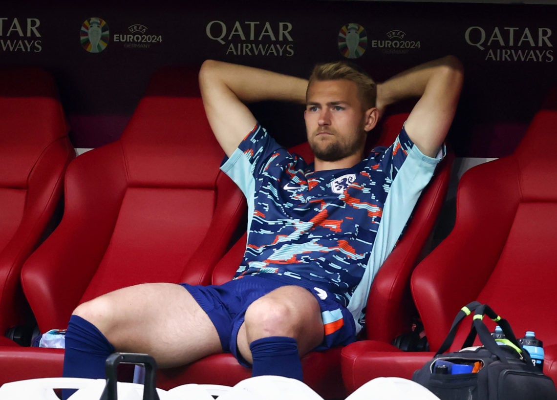 Matthijs De Ligt of Netherlands replacement bench during the UEFA EURO 2024 round of 16 match between Romania and Netherlands at Munich Football Ar...