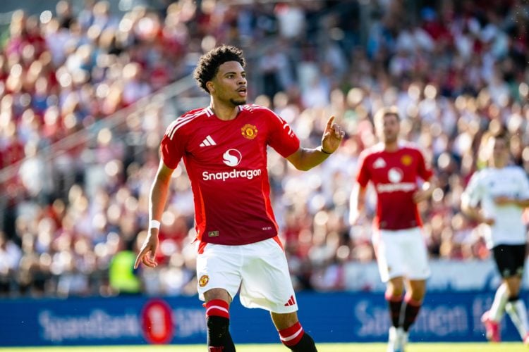 Ethan Williams of Manchester United in action during the pre-season friendly match between Rosenborg and Manchester United at Lerkendal Stadium on ...