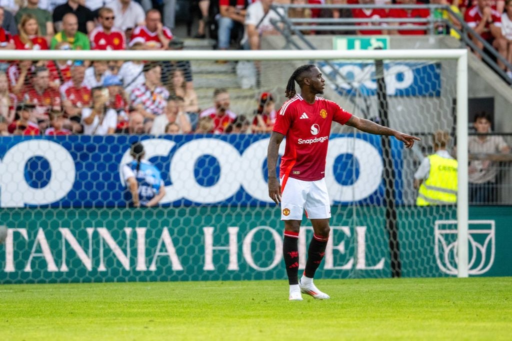 Aaron Wan-Bissaka of Manchester United in action during the pre-season friendly match between Rosenborg and Manchester United at Lerkendal Stadium ...