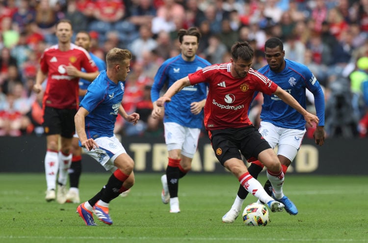 Mason Mount of Manchester United in action during the pre-season friendly match between Manchester United and Glasgow Rangers at Murrayfield Stadiu...