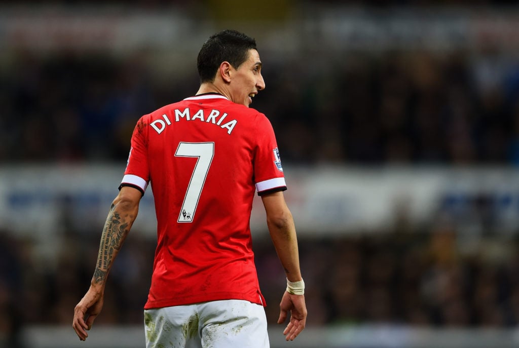 Angel di Maria of Manchester United looks on during the Barclays Premier League match between Newcastle United and Manchester United at St James' P...