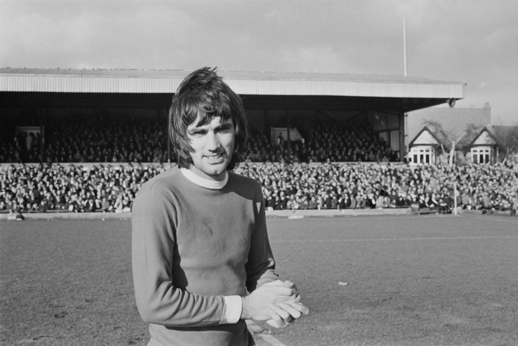 Manchester United player George Best during a match against Northampton Town, UK, 7th February 1970.