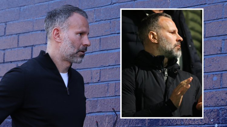 Ryan Giggs, a co-owner of Salford City, arrives for the Sky Bet League Two play-off semi-final second-leg match between Stockport County and Salfor...