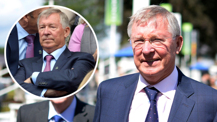 YORK, ENGLAND - AUGUST 20: Sir Alex Ferguson (C) arrives at the course with Jack Berry (R) at York racecourse on August 20, 2014 in York, England (...