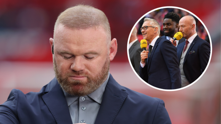 LONDON, ENGLAND - JUNE 07: Wayne Rooney checks his watch whilst presenting for Channel 4 prior to the international friendly match between England ...